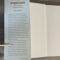 Anonymity A Secret History of English Literature Book Hardcover John Mullan