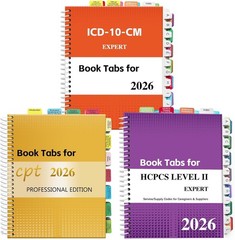 2026 CPT, ICD-10-CM & HCPCS Level II Tabs: Colorful Waterproof Organization